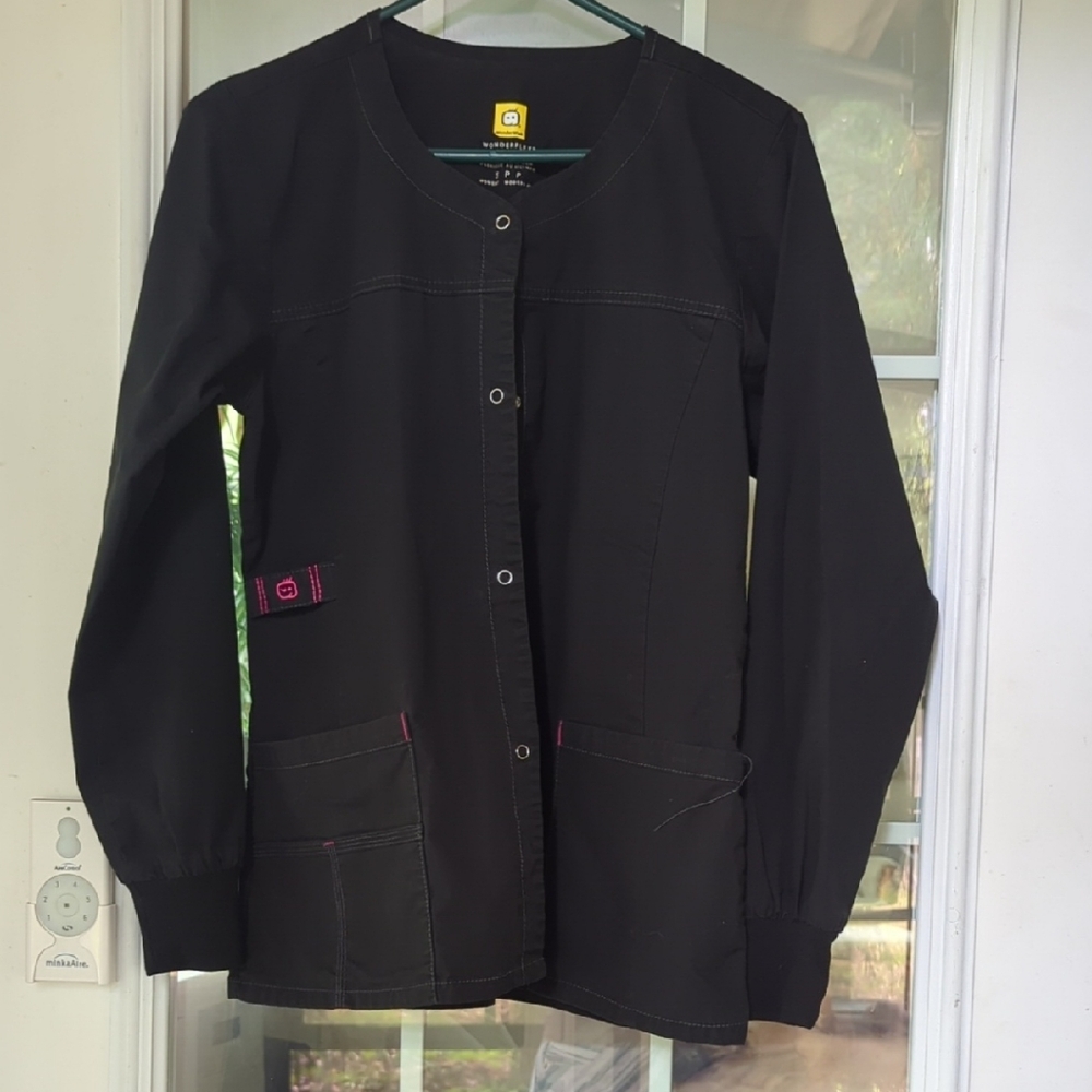 WonderWink Black Women's Jacket with Pink Accents